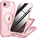 miracase for iPhone 17e & 16e Case with Built-in Private Screen Protector, [Magnetic with MagSafe] Full-Body Phone Cover Military Drop Proof 17 E/ 16 E Bumper 6.1 inch, Pink by Miracase