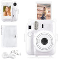 Rieibi Clear Case Compatible with Fuji Instax Mini 12 - Glitter Case Bag for Fujifilm Instax Mini 12 Instant Camera with Back Pocket, Strap and Photo Album - Glitter Clear by Rieibi