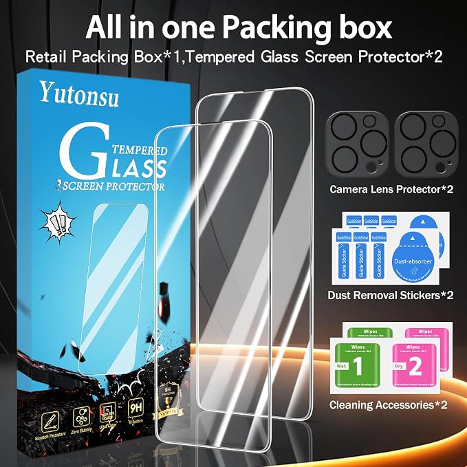 2 Pack Tempered Glass Screen Protector for iPhone 15 Pro 6.1-Inch | with Camera Lens Protector, Anti-Spy Tempered Glass Film, Easy Installation, 9H Hardness, Case Friendly - Image 8