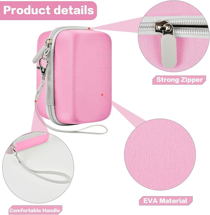 Film Camera Case for Kodak EKTAR H35 H35N Half Frame Film Camera | Camera and 35mm Film Rolls Storage, Mesh Pocket for Small Accessories, Travel and Home Organization; Large, Pink, Case Only - Image 4