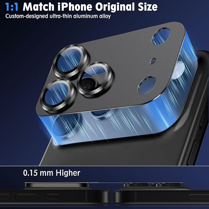 SiHPuoy Camera Lens Protector for iPhone 17 Pro Max, Tempered Glass, Black | 2pcs, 9H+ Hardness, Military Grade Shatterproof, Anti-Scratch, Case Friendly, Metal Camera Cover, Does not Affect Night Shots - Image 4