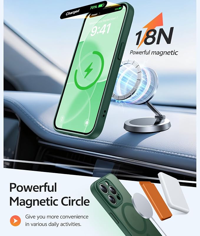 FNTCASE for iPhone 13 Pro Max Case, Fit for Magsafe, Full Camera Protection | Translucent Matte Magnetic Phone Back, 14FT Military Grade Drop Proof, Slim Shockproof Protective Cover, Green - Image 3