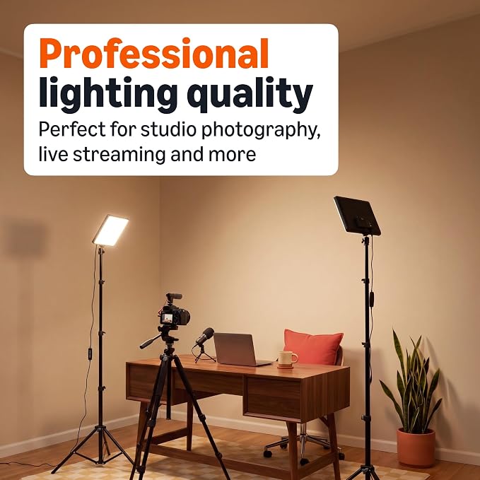 Amazon Basics 2-Pack LED Video Light, 7 Vibrant RGB Colors and 3 Color Temperatures (2500-6500K), Dimmable Lighting with 62.3-Inch Adjustable Tripod, 360° Gimbal, USB-Powered for Streaming - Image 3