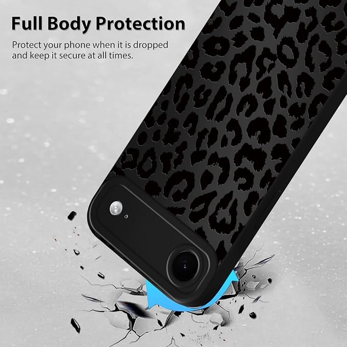 Cute Black Cheetah Print Phone Case for iPhone Air 6.5" | Aesthetic Leopard Pattern Design Cover Full Camera Lens Protective Shockproof Soft Slim TPU Funda for Men Women Girls - Image 3