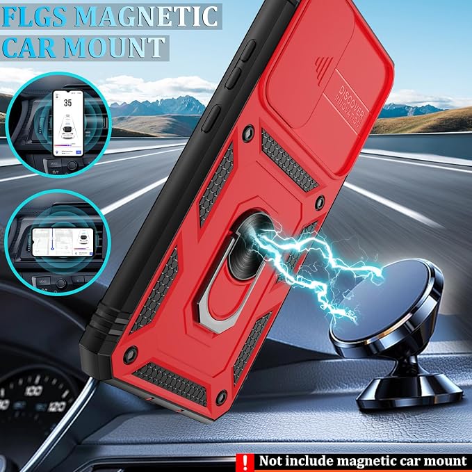 Gritup for Samsung Galaxy S22+ Plus Case with Screen Protector*2, Galaxy S22 Plus Case Build in 360° Rotating Ring Kickstand, Military Grade Protective Case for S22 Plus Phone, Red+Black - Image 8