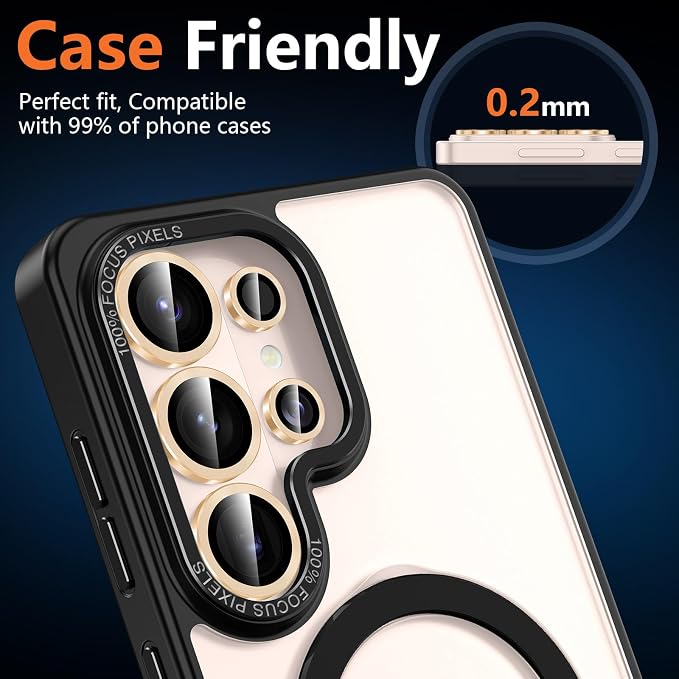 for Samsung Galaxy S26 Ultra Camera Lens Protector, Individual Metal Ring Tempered Glass Lens Cover, [Strong Adsorption] Scratch Resistant Ultra-Thin HD Clear Lens Cover, 1 Set-Titanium Gold - Image 6