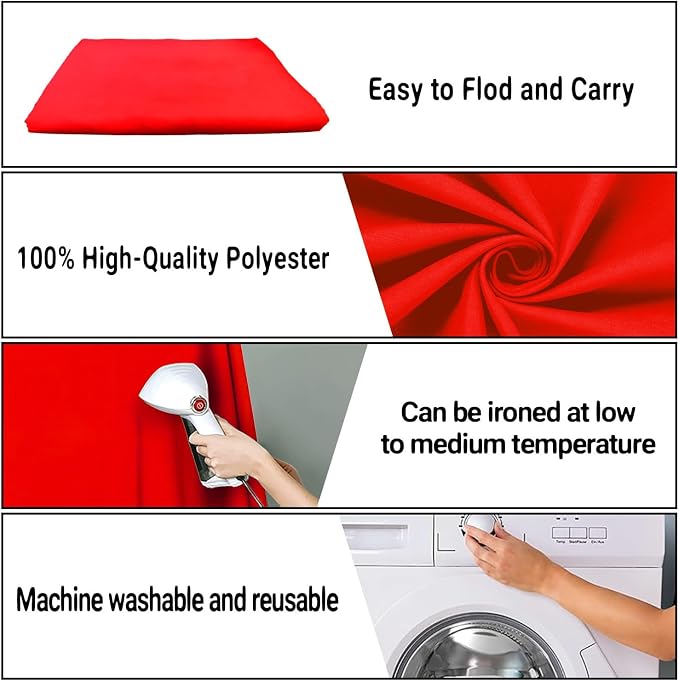 Red Photography Backdrop for Photoshoot, Fabric 10x20ft | Polyester Studio Photo Backgrounds, Non Reflective, Easy to Hang, for Portrait Shoot, Product, Party Decor, Video Creation - Image 7