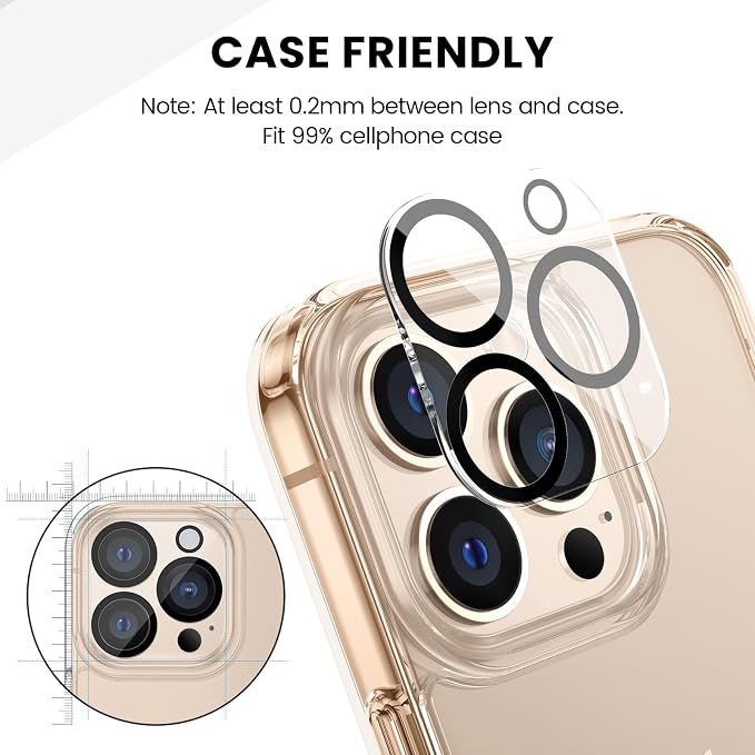 Tensea 3Pcs for iPhone 16 Pro / 16 Pro Max Camera Lens Protector | Tempered Glass Film Lens Cover Screen Protector, HD Clear, Full Edge to Edge, Case Friendly for iPhone 16Pro/16 ProMax - Image 5