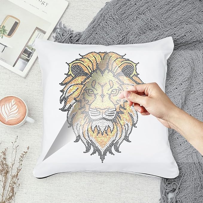 1 Pc Lion Rhinestone Iron on Hotfix Transfer Decal, Bling DIY Patch Clothing Repair Applique T-Shirt Vest Shoes Hat Jacket Decor Clothing DIY Accessories - Image 4