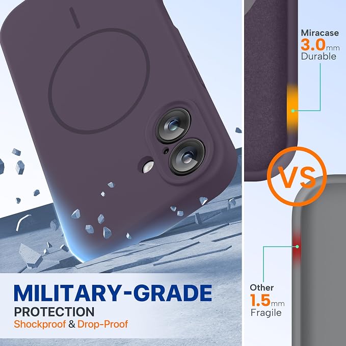 Miracase Silicone & Magnetic for iPhone 16 Case, Dark Purple | Compatible with MagSafe, Anti-Scratch Microfiber Lining, Liquid Silicone Case Shockproof Drop Protection Phone Case for 16 - Image 4