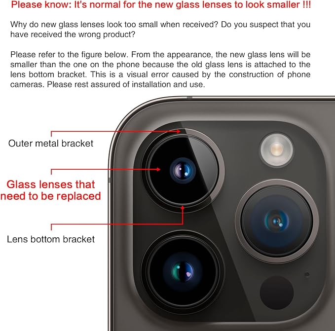 ASDAWN Back Rear Camera Lens Glass Replacement for iPhone 14 Pro Max 6.7 Inches with Pre-Installed Adhesive, ASDAWN Back Camera Lens Glass kit with Installation Manual + Repair Tool Set - Image 7