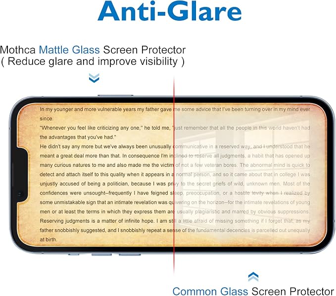 Mothca 2 Pack Matte Glass Screen Protector for iPhone 13 [6.1 inch] with 2 Pack Camera Lens Protector, Anti-Glare & Anti-Fingerprint Tempered Glass Film, Case Friendly Bubble Free Smooth as Silk - Image 3