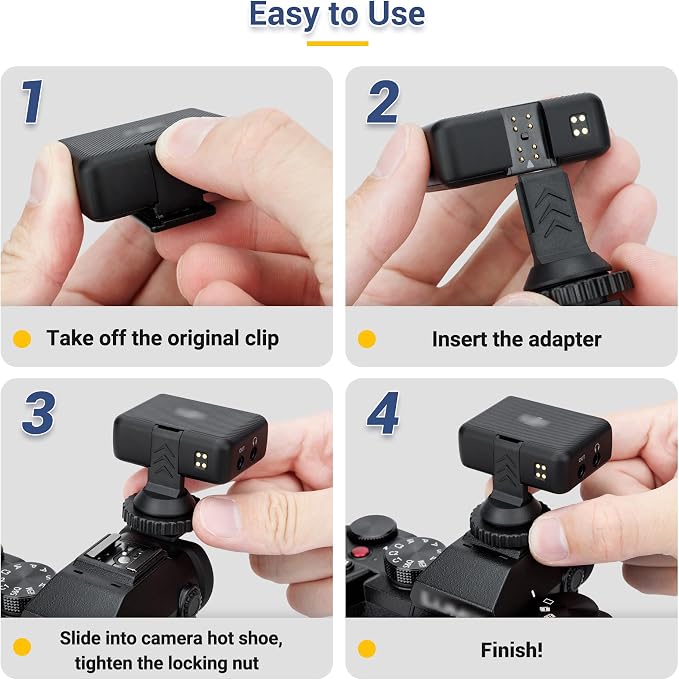 JJC Cold Shoe Mount Adapter for DJI Mic, Fits Canon Nikon Sony Cameras | with 1/4" Tripod Screw Hole, Portable & Lightweight, Ideal for Vlogging & Video Recording, Accessories for DJI Mic - Image 6