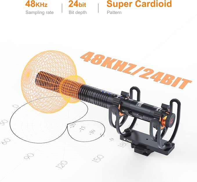COMICA VM30 Wireless Shotgun Microphone for iPhone Canon Nikon Sony Camera | Wired&Wireless Modes, Noise Cancellation, Safety Mode, 48H Working, 328ft Range, Video Mic for Film Podcasting Live Streaming - Image 4
