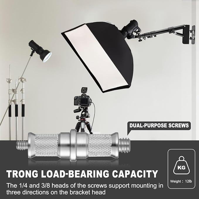 Ring Light Wall Mount Adjustable 45.7" Boom Arm Stand for Photography Lighting Studio, Camera Triangle Wall Mount, Sturdy Alloy Support for Salon, Tatto Light, Barber Shop, Strobe - Image 6