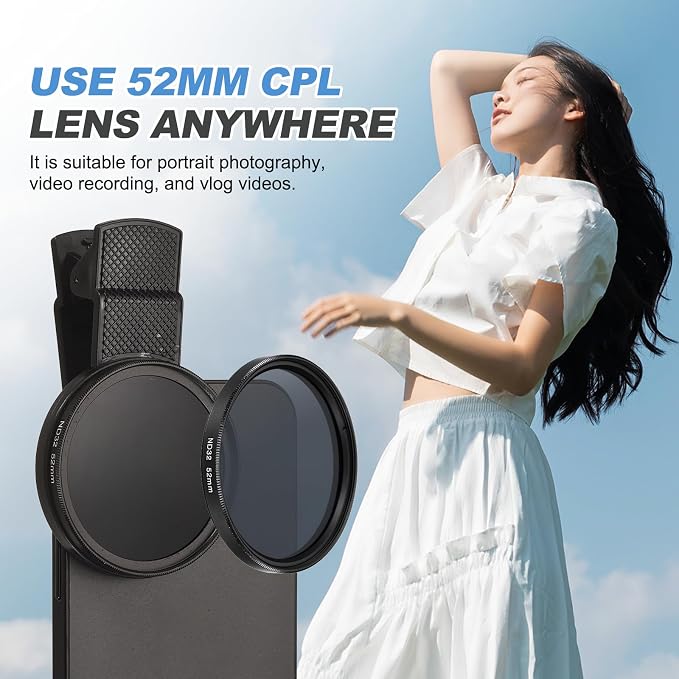 PATIKIL 52mm Phone Camera Lens, Clip-On ND32 Filter Circular Polarizing Lens for Most Smart Phones and DSLR Cameras, Black - Image 7