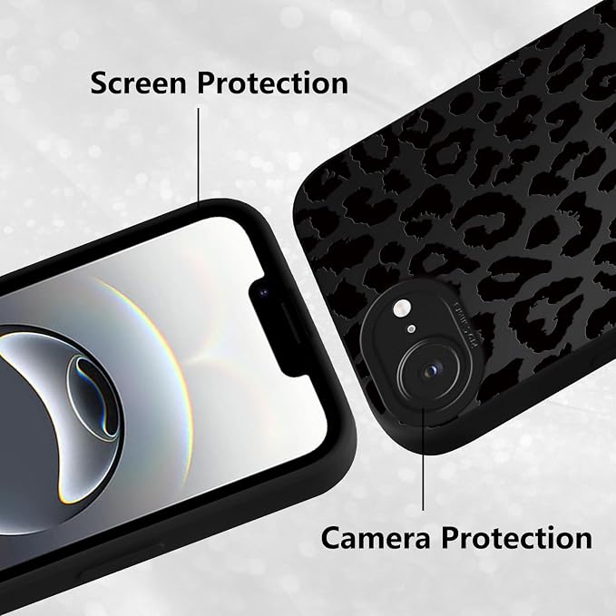 Cute Black Cheetah Print Phone Case for iPhone 16e / 17e 6.1" | Aesthetic Leopard Pattern Design Cover Full Camera Lens Protective Shockproof Soft Slim TPU Funda for Men Women Girls - Image 5