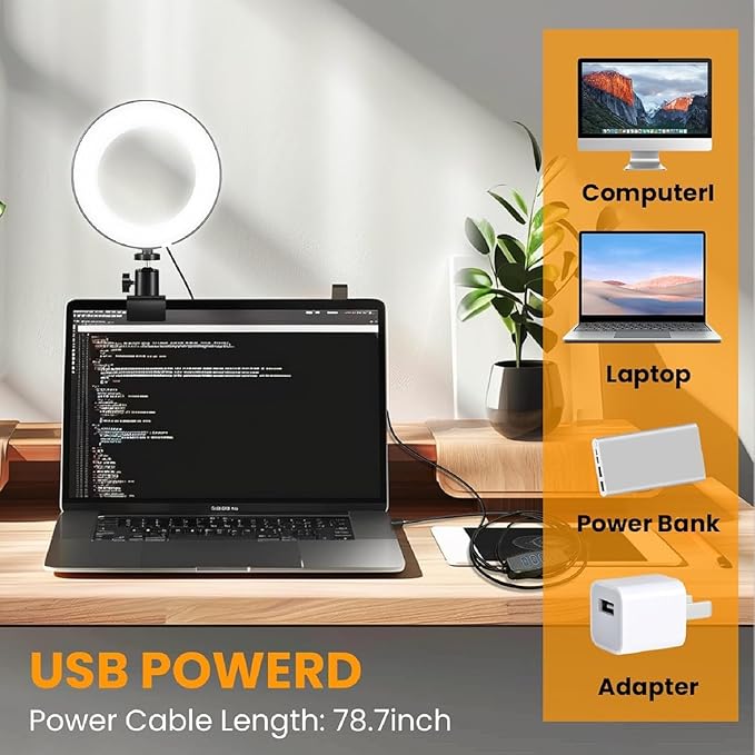 Video Conference Lighting Kit, Ring Light Clip on Laptop Monitor, 6" Dimmable LED Circle Selfie Light for Zoom Meeting/Remote Working/Zoom Calls/Live Streaming/Video Recording - Image 5