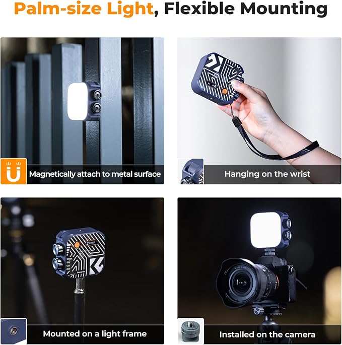 K&F CONCEPT Bi-Color LED Video Light, 2000mAh, 2500K-9900K, CRI 96+, Blue | Rechargeable Portable Camera Lights, 15 Light Effects Photography Lighting for Vlogging/Selfie/Content Creator L01 - Image 6