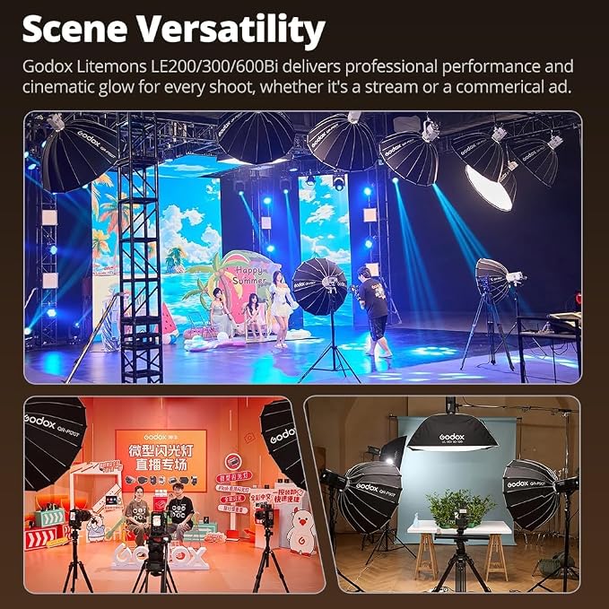Godox LE200Bi Godox Light 220W Bi-Color LED Video Light | 2800K-6500K,57700 LUX,CRI/TLCI≥98,11 FX,APP Control,for Photography,Live Streaming - Image 9