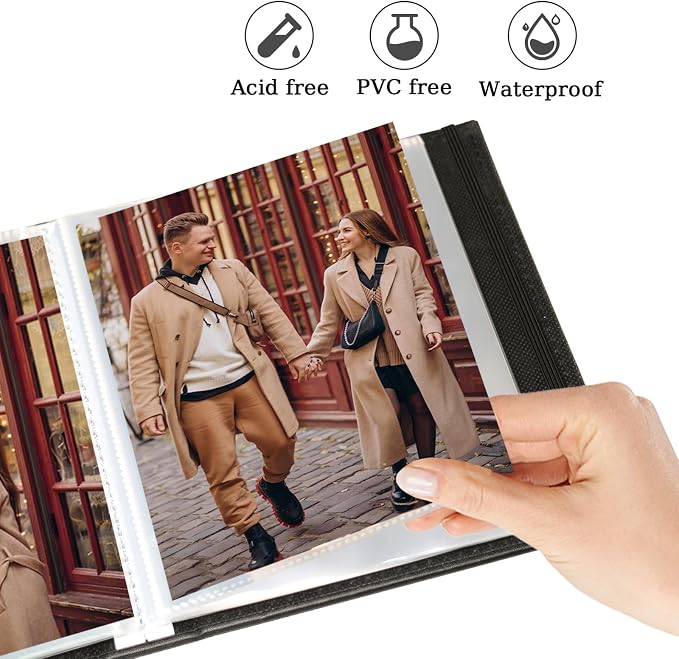 Photo Album 5x7 52 Pockets Pack of 2 Leather Cover Picture Book Holds 5x7 Photos for Wedding, Baby, Family, Graduation - Image 3