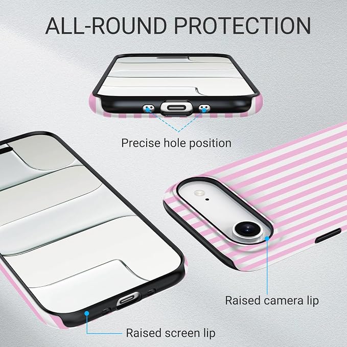 TPU Phone Case for iPhone 17 Air, MagSafe Wireless Charging Compatible, Shockproof Slim Fit Protective Cover with Anti-Yellowing & Raised Camera Protection (Pink Stripe, iPhone 17 Air(6.5")) - Image 3