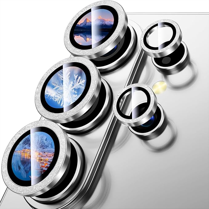 Uyiton for Samsung Galaxy S26 Ultra Camera Lens Protector, Unique Design | Case-Friendly, Ultra-Thin, Military-Grade Sapphire Glass with Aluminum Metal Rear Camera Screen Cover, Glitter Silver - Image 8