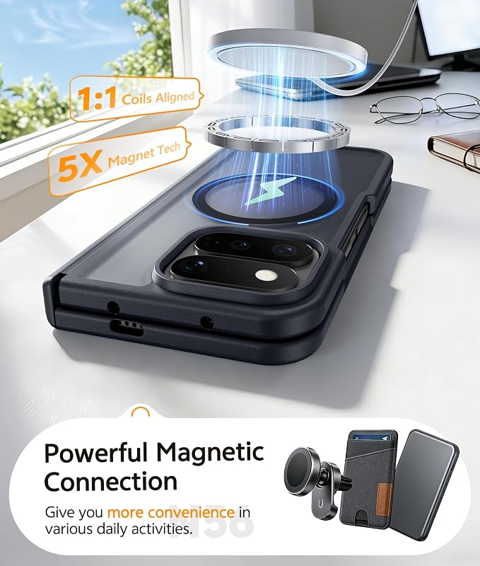 FNTCASE for Google Pixel 11 Pro Fold Case, Hinge Protection, Translucent | Fit for Magsafe, 18FT Military Grade Drop Proof, Protective Tough Phone Cover, Anti Slip, Matte, Black - Image 4