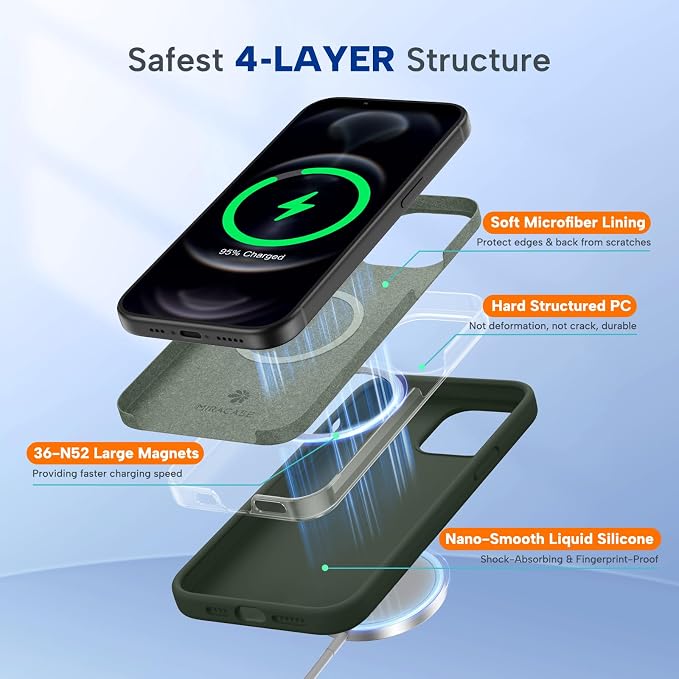 Miracase Silicone for iPhone 12 Pro Max Case, Dark Green | Soft Anti-Scratch Microfiber Lining, Premium Silicone Cover Shockproof Drop Protection Phone Case for 12 Pro Max - Image 6