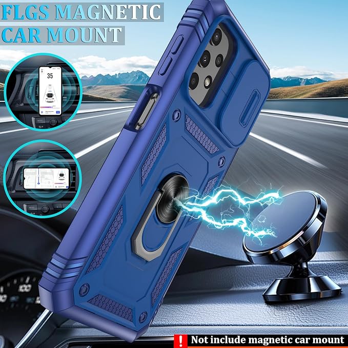 Fit for Samsung Galaxy A25 5G Phone Case with 2PCS Screen Protector, Build in 360° Rotating Ring Kickstand, Military Grade Protective Case for Samsung A25 Case Phone, Blue - Image 6