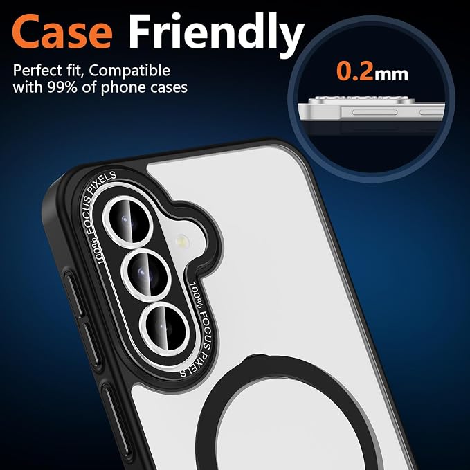 for Samsung Galaxy A37/A57 Camera Lens Protector, Individual Metal Ring Tempered Glass Lens Cover, [Strong Adsorption] Scratch Resistant Ultra-Thin HD Clear Lens Cover, 1 Set-Silvery - Image 8