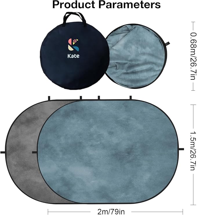 Kate Collapsible Backdrop Gray Photography and Video Backdrop 136 | 5x6.5ft(1.5x2m) Gray Teal Pop Up Collapsible Backdrop for Photography, Self Tape, Acting - Image 6