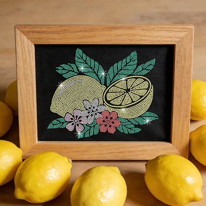 1 Pc Fresh Lemon Floral Iron on Rhinestones Transfer, Summer Fruit Hotfix Iron on Patch Transfer Decals Crystal Heat Transfer Clothing Repair Decor for T-Shirt Hat Jacket Party Decor - Image 7