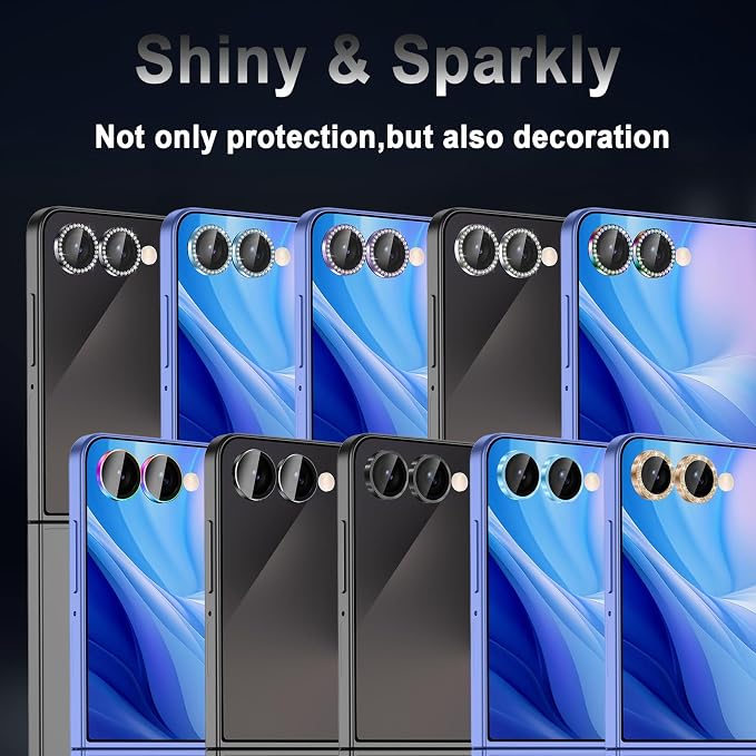 Meshine for Samsung Galaxy Z Flip 8 Camera Lens Protector,Scratch Proof,Strong Adsorption,9H Hardness with Metal Ring Camera Cover,Ultra Thin Case Friendly,Accessories Lens Protector,Black - Image 7