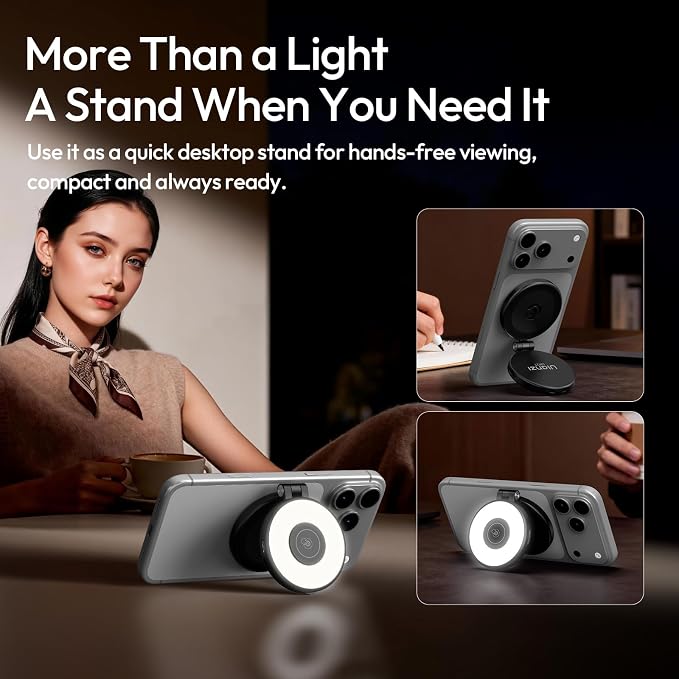 ULANZI LM21 Dual Sided Magnetic Phone Selfie Ring Light for iPhone/Android | for MagSafe, 8000K CRI≥95, Touch Control, Extendable, Rechargeable, for Vlog,Video Call,TikTok,Video Call,Live Stream - Image 5