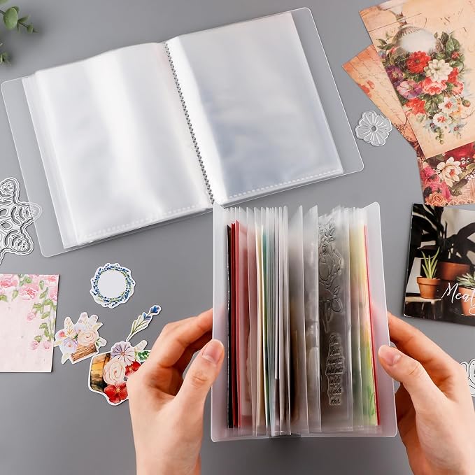 A6 Clear Sticker Photo Storage Album, Stamp Cutting Dies Storage Book Organizer Folder,40 Pages Clear Die & Stamp Storage Bag Transparent Plastic Folders for Cutting Dies Stencil Embossing Crafts - Image 2