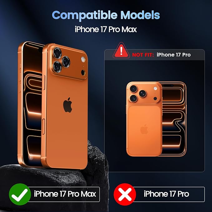 CACOE Metal Camera Lens Protector for iPhone 17 Pro Max | Tempered Glass Cover, Anti-Scratch, Drop-Proof, Strong Adhesion, Camera Screen Cover Accessories, Orange - Image 6