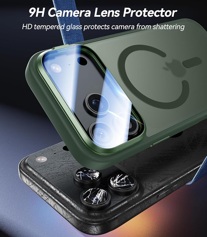 VOFATA [Upgraded Full Camera Protection] for iPhone 17 Pro Case with Camera Cover Stand [Fit for MagSafe][10FT Mil-Grade Protection] Translucent Magnetic iPhone 17 Pro Phone Case, Green - Image 2
