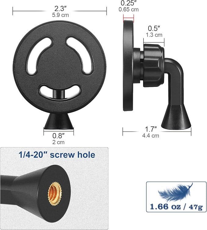 Magnetic Phone Tripod Mount Adapter with 1/4"-20 Screw Hole, Compatible with Magsafe for iPhone 17/16/15/14/13 Plus Pro Max Mini Series, Adjustable Phone Holder for Tripod, Ring Light, Selfie Sticks - Image 6