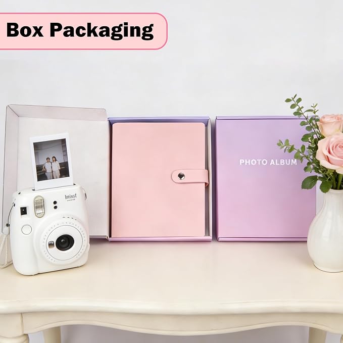 Ruibytree 320 Pockets Album for Instax Mini & Polaroid 2x3" Pictures, Pink | Gift-Ready Packaging, PU Leather Cover, Acid-Free Pages, Side-Loading Clear Pockets, Durable Binding, Easy Photo Viewing - Image 2