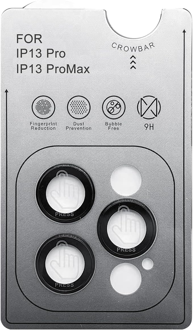 TENOC Camera Lens Protector for iPhone 13 Pro & 13 Pro Max, Black | AR+AF, 9H Tempered Glass, Individual Metal Ring, Anti Glare, Fall Protection, Camera Screen Cover - Image 2