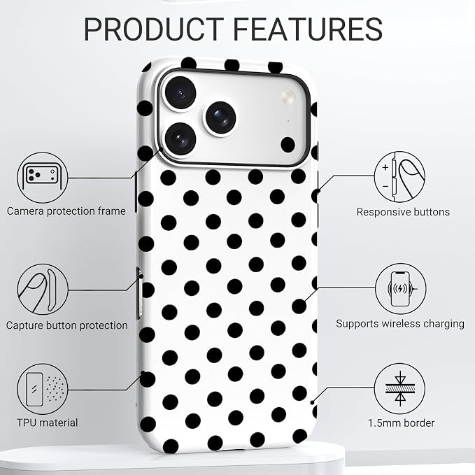TPU Phone Case for iPhone 17 Pro, MagSafe Wireless Charging Compatible, Shockproof Slim Fit Protective Cover with Anti-Yellowing & Raised Camera Protection (Point 5, iPhone 17 Pro(6.3")) - Image 4