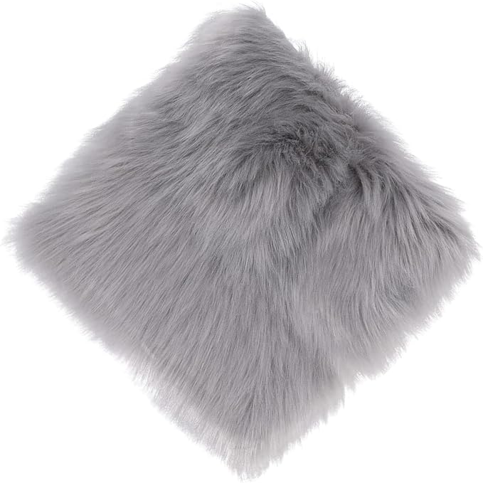 12inch Square Small Faux Fur Sheepskin Cushion Soft Plush Area Rug,Photo Background for Small Product Desktop Photography,Display and Decor,Jewelry,Nail Art,Locker Accessories (Grey) by NINGDAN