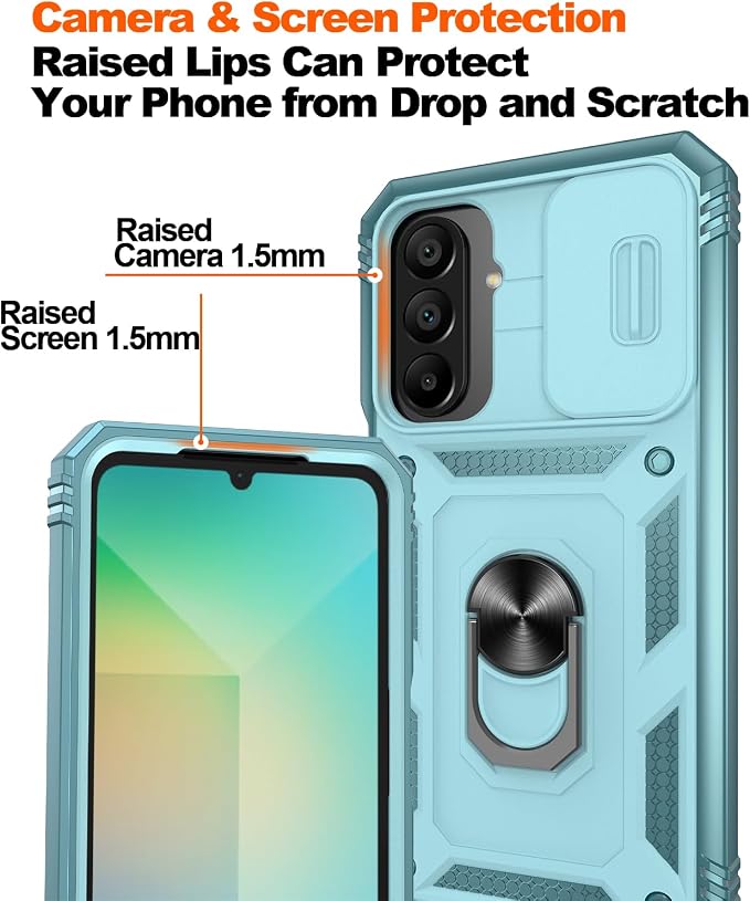 Gritup for Galaxy A26 Phone Case: Samsung-A26-Phone Case with Screen Protector*2 | Magnetic Stand & Slide Camera Cover, Shock Proof Military-Grade para Galaxy A 26 Cover, Green - Image 4