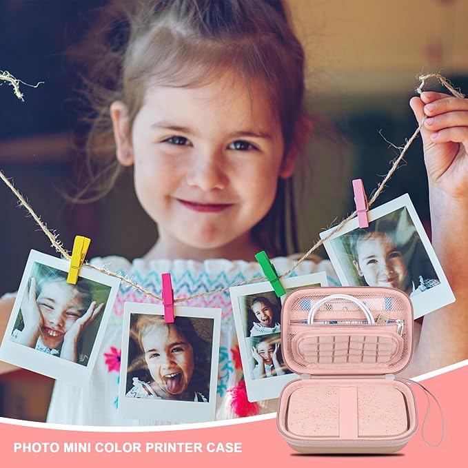 Canboc Hard Case for HP Sprocket Portable 2x3 Inch Instant Photo Printer | Zipper Mesh Pocket fits Photo Paper and Cable, Rose Gold - Image 8