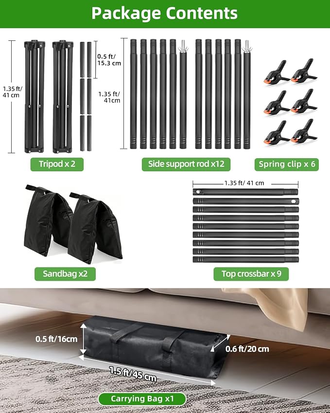 Hemmotop Photo Backdrop Stand 11x10ft, Heavy Duty Background Frame Kit | With 2 Sandbags, Fits Banner, Projector Screen, Balloon, Ideal for Wedding, Birthday, Baby Shower, Halloween, Christmas Party - Image 8