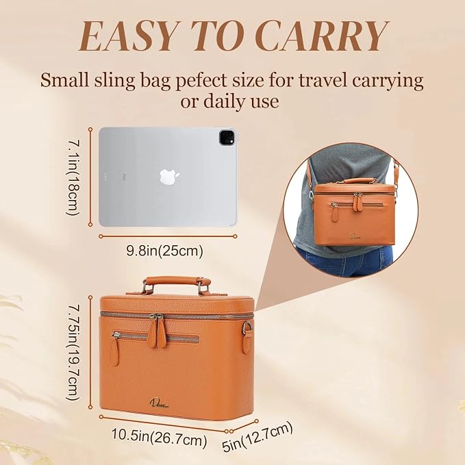 Camera Sling Bag, Waterproof PU Leather Crossbody Camera Case for Photographers, Small Shoulder Bag Compatible for Canon Nikon Sony (Brown) - Image 3
