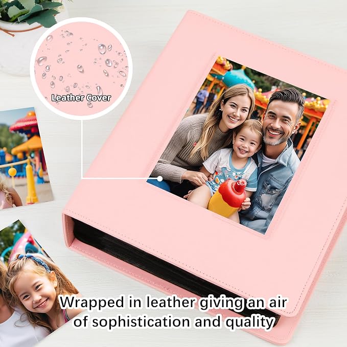 Aevdor 5x7 Photo Album, Holds 272 Photos, Leather Cover, Pink | Clear 5x7 Photo Pockets, Front Display Window, Family, Wedding, Birthday, Anniversary & Travel Memories - Image 4