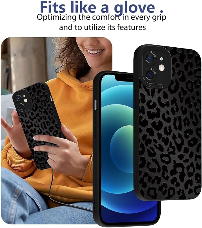 Cute Black Cheetah Print Phone Case for iPhone 12 Mini 5.4" | Aesthetic Leopard Pattern Design Cover Full Camera Lens Protective Shockproof Soft Slim TPU Funda for Men Women Girls - Image 7