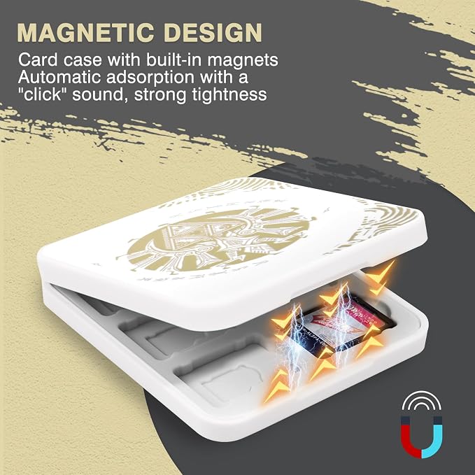 DLseego Game Card Case for Switch Lite/Switch/Switch OLED, Gold Kingdom Medallion Design Switch Game Cartridge Memory Card Portable Storage with 12 Game Card Slots and 12 Micro SD Card Slots-White - Image 5